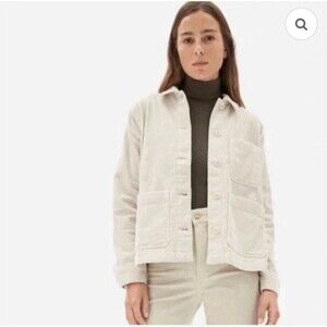 EVERLANE Corduroy Chore Jacket XS Bone Ivory Pockets Utility Casual B33